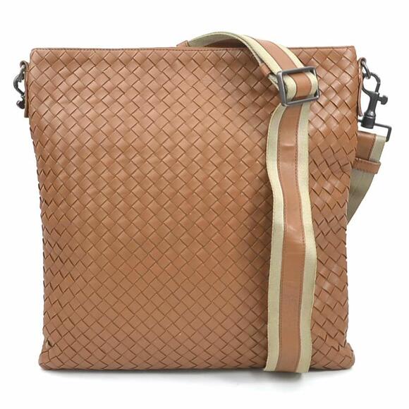 BOTTEGA VENETA Brown Leather Intrecciato Shoulder Bag